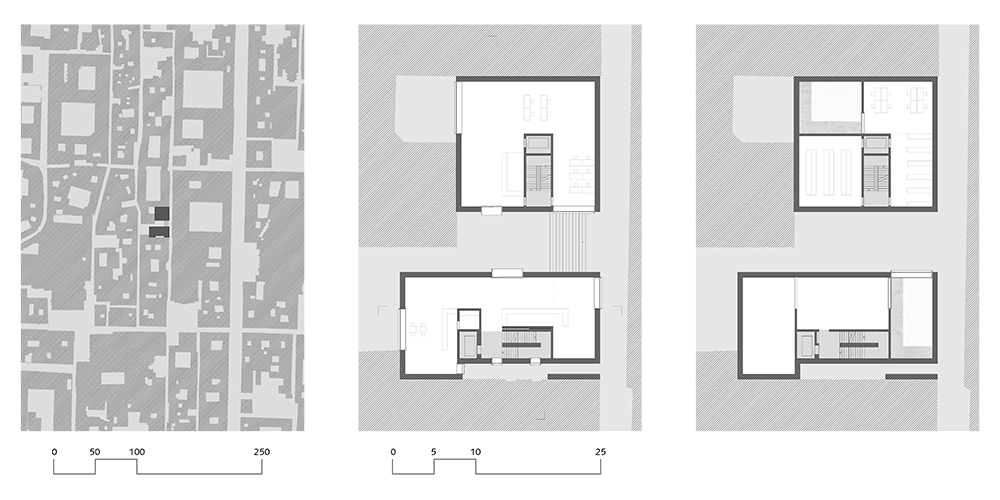 Lageplan und Grundrisse EG, 1. OG